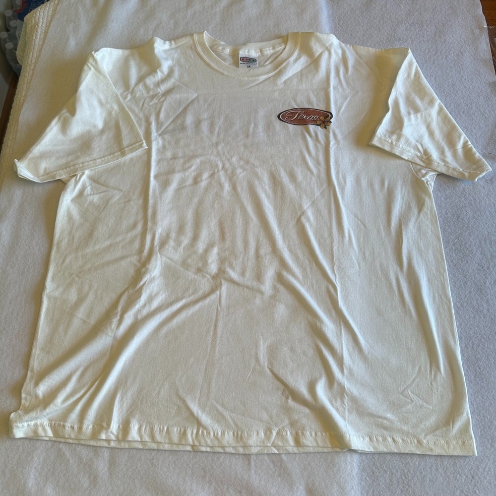 e5 Mens Texas Longhorns University Graphic T Shirt 2X White Back Print Logo